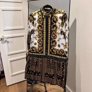 Zara Baroque Print Long Sleeve Dress